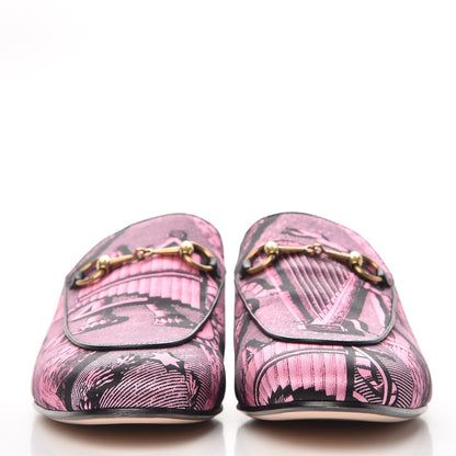 Gucci Silk Satin GG Wallpaper Saint Romain Womens Princetown Slippers 39 Pink Black 2 of 9