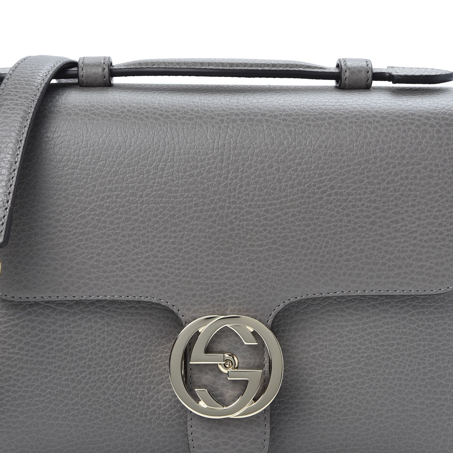 Gucci Dollar Calfskin Interlocking G Top Handle Shoulder Bag Loess 9 of 9
