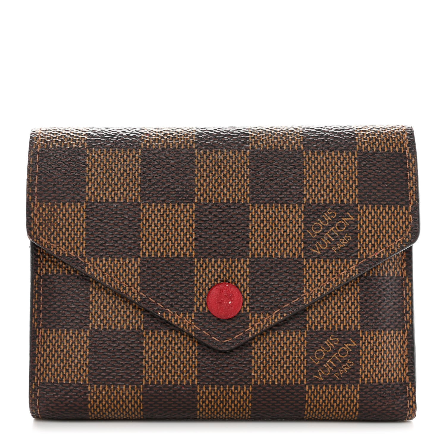 Louis Vuitton Damier Ebene Victorine Wallet Red 1 of 11