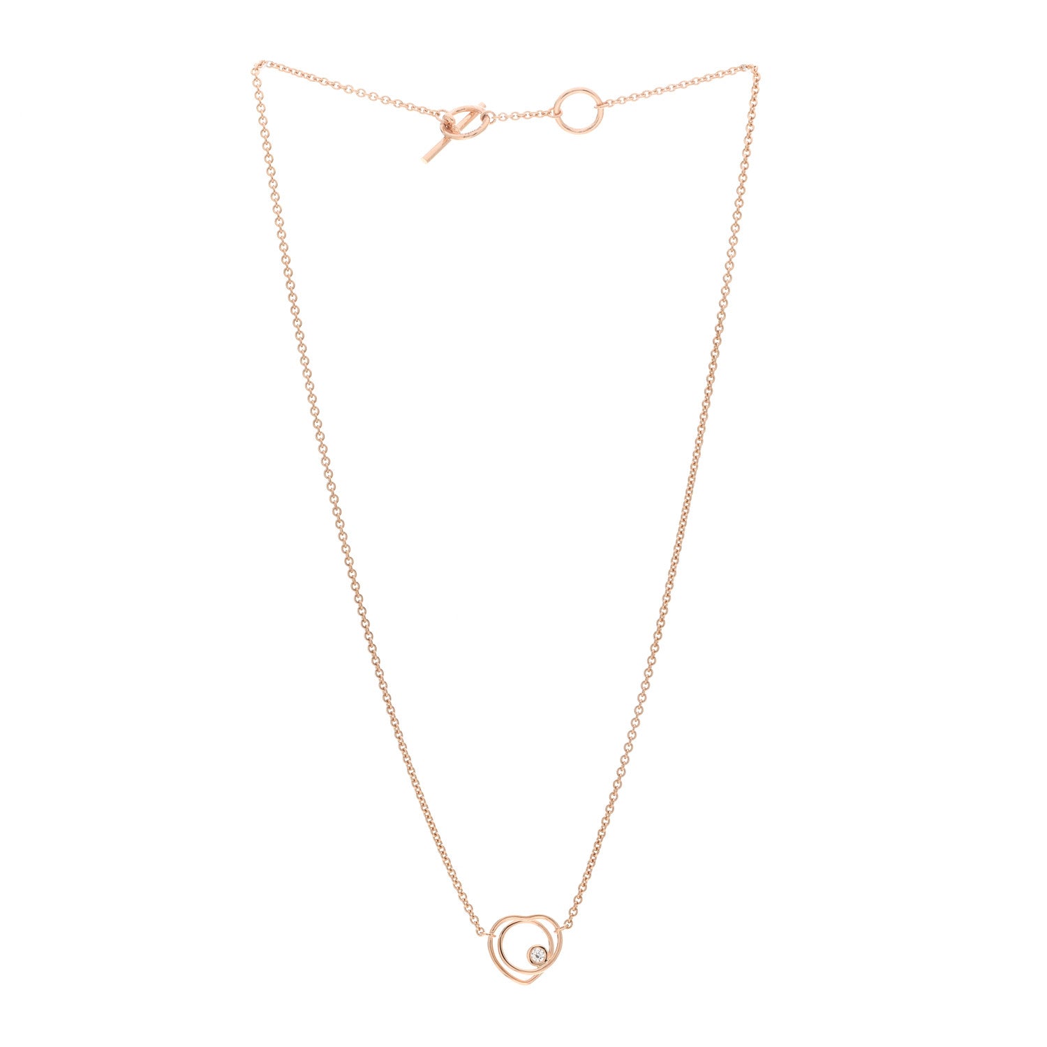 Hermes 18K Rose Gold Diamond TPM Vertige Coeur Necklace ST 3 of 5