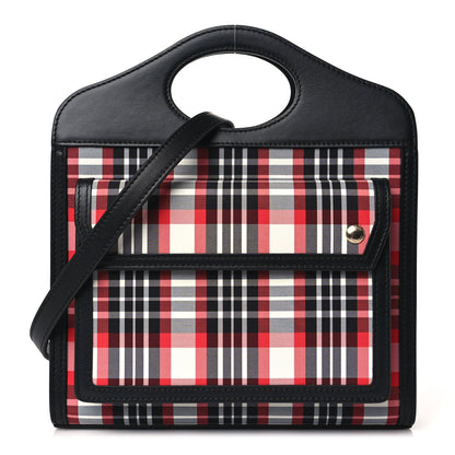 Burberry Calfskin Nylon Tartan Mini Pocket Bag Bright Red 1 of 8