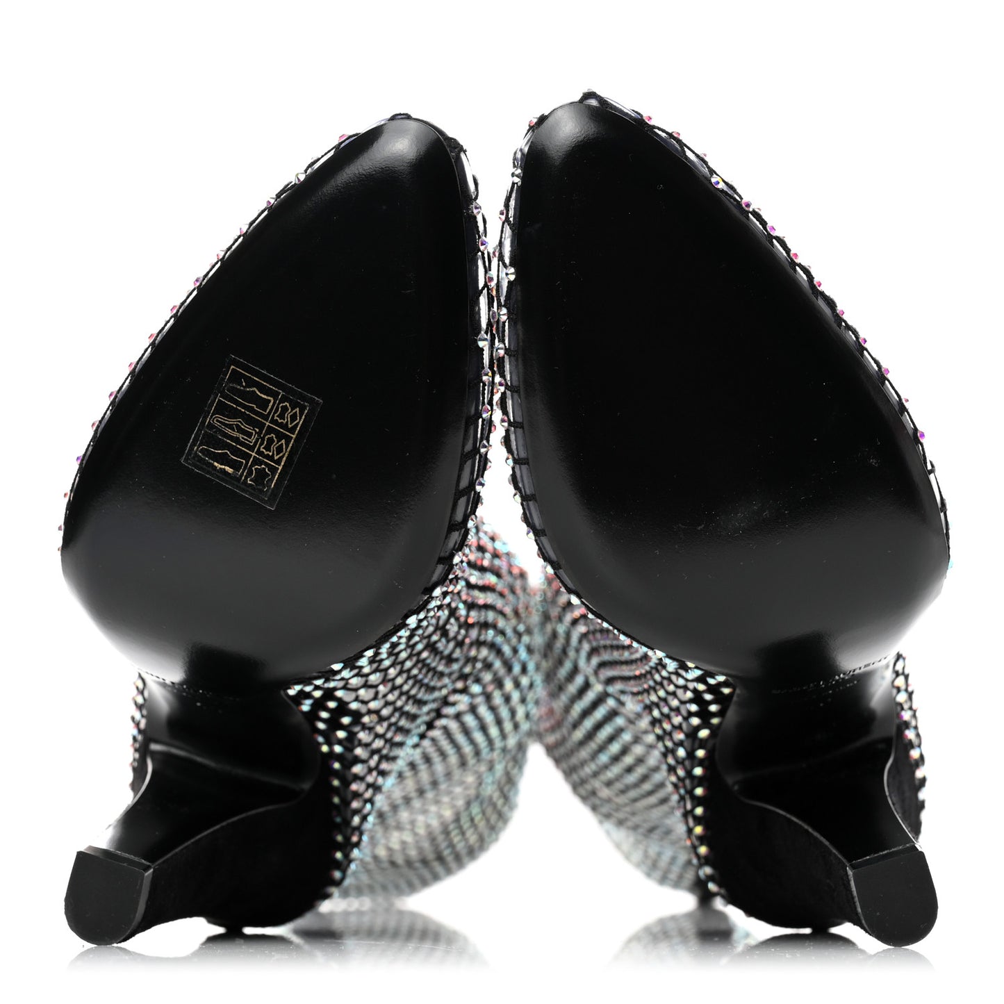 Mesh Crystal 68 Knee High Boots 40 Black