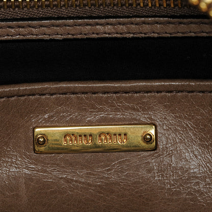 Miu Miu Vitello Shine Zip Tote Cammeo 6 of 7