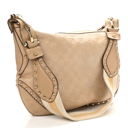 Gucci Guccissima Studded Pelham Shoulder Bag Beige 2 of 17