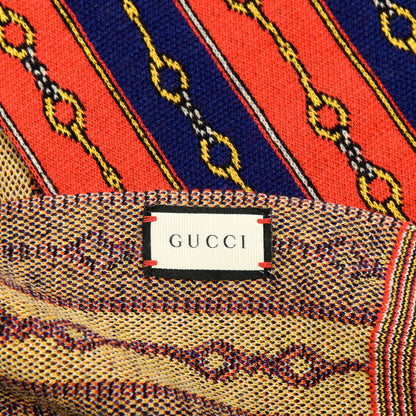 Gucci Cotton Cashmere Cotton Knit Band Scarf Navy Red 3 of 3