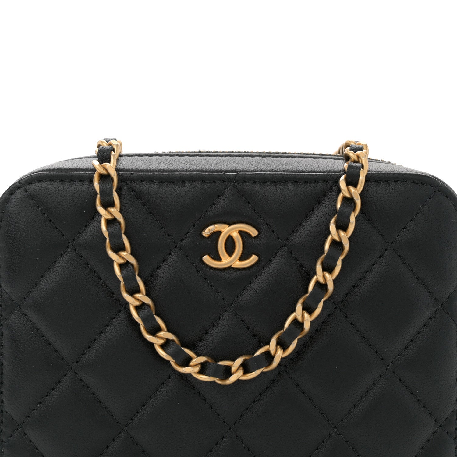 Chanel Lambskin Quilted CC Pearl Crush Camera Case Black 8 of 11