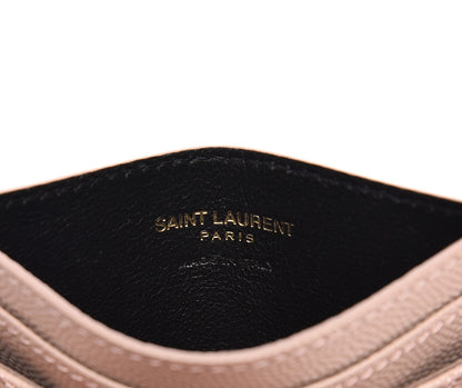 Saint Laurent Grain De Poudre Matelasse Chevron Monogram Credit Card Case Rose Antic 6 of 8