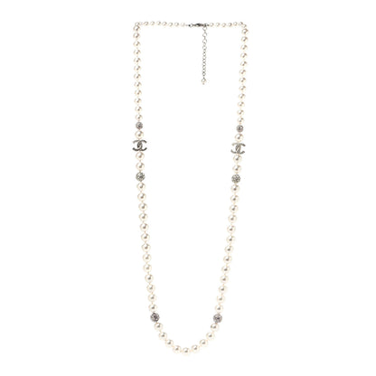 Chanel Pearl Crystal Long CC Necklace Gold 2 of 4