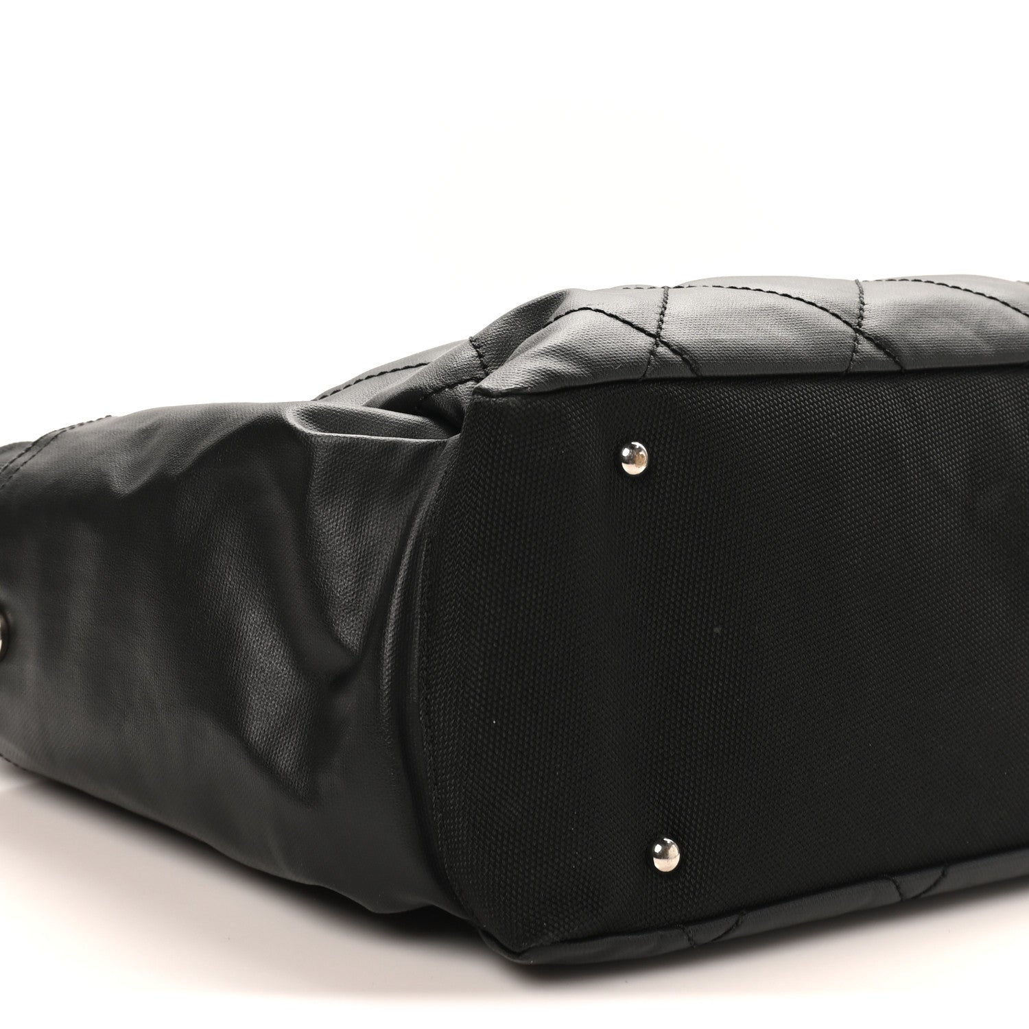 Chanel Coated Canvas Quilted Large Paris Biarritz Tote Black 9 of 10