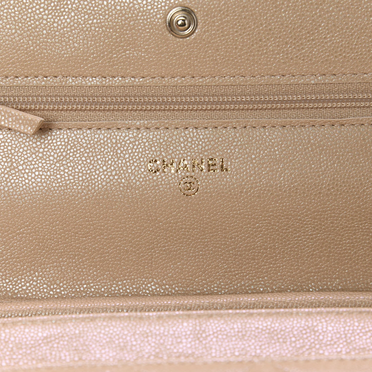 Chanel Iridescent Caviar Quilted Wallet On Chain WOC Beige 8 of 12