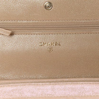 Chanel Iridescent Caviar Quilted Wallet On Chain WOC Beige 8 of 12
