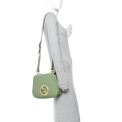 Gucci Roxy Calfskin Web Medium Blondie Top Handle Shoulder Flap Bag Salamander Green 2 of 11