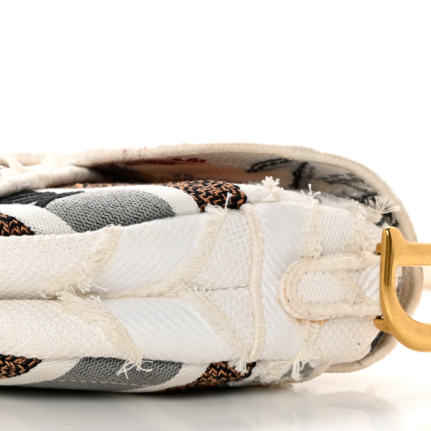 Christian Dior Canvas Embroidered Camouflage Flowers Saddle Bag Latte Multicolor 8 of 9