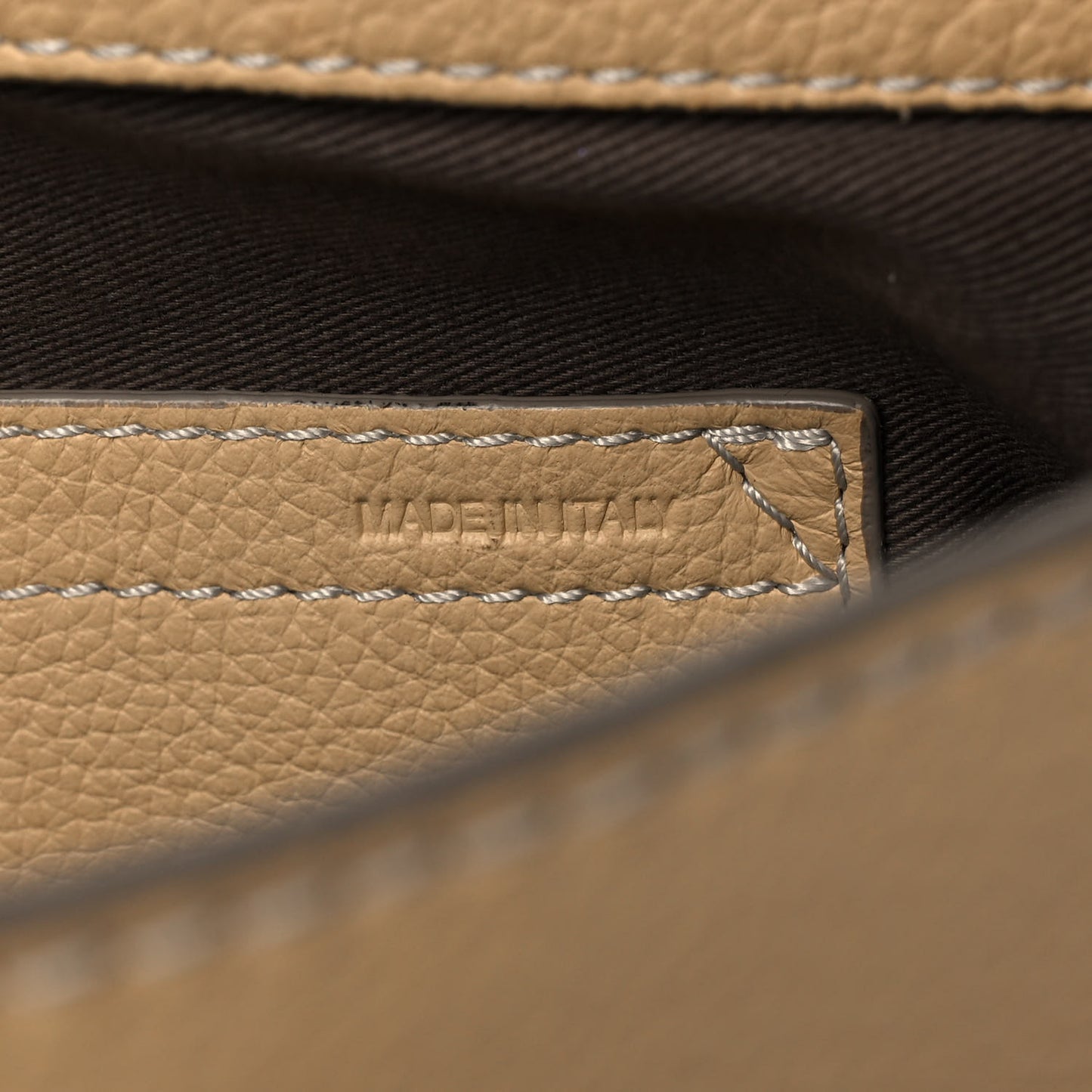 Grained Calfskin Medium Marcie Saddle Bag Cork Beige