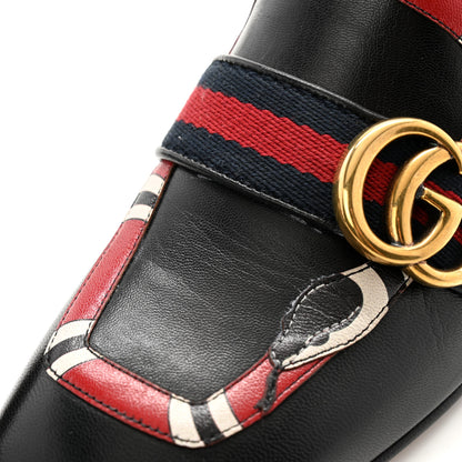 Gucci Malaga Kid Web Kingsnake GG Peyton Loafer Pumps 36 Black 9 of 10
