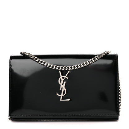 Saint Laurent Glazed Calfskin Cassandre Wallet On Chain WOC Black 1 of 10