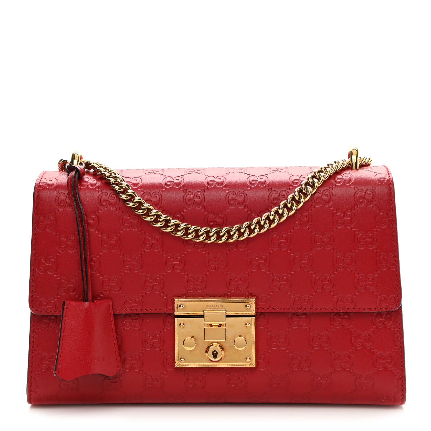 Gucci Guccissima Medium Padlock Shoulder Bag Hibiscus Red 1 of 12