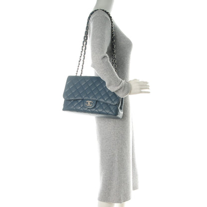 Chanel Caviar Quilted Jumbo Single Flap Blue 2 of 9