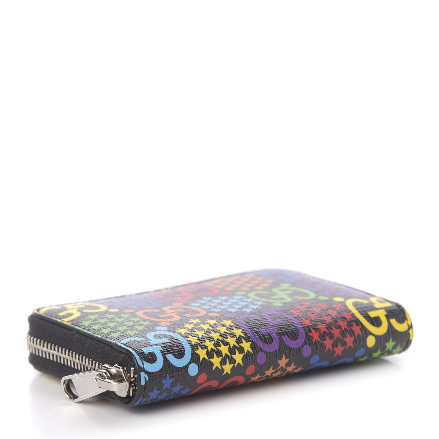 GG Supreme Monogram Psychedelic Zip Around Card Case Wallet Black