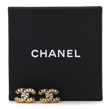 Chanel Crystal CC Earrings Gold 5 of 5