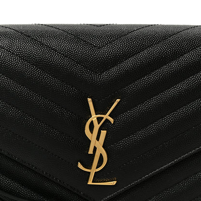 Saint Laurent Grain De Poudre Matelasse Chevron Monogram Cassandre Flap Pouch Black 8 of 9