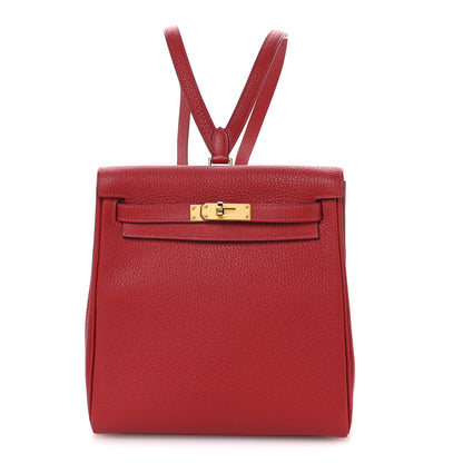 Hermes Taurillon Clemence Kelly Ado Backpack Rouge Casaque 1 of 11