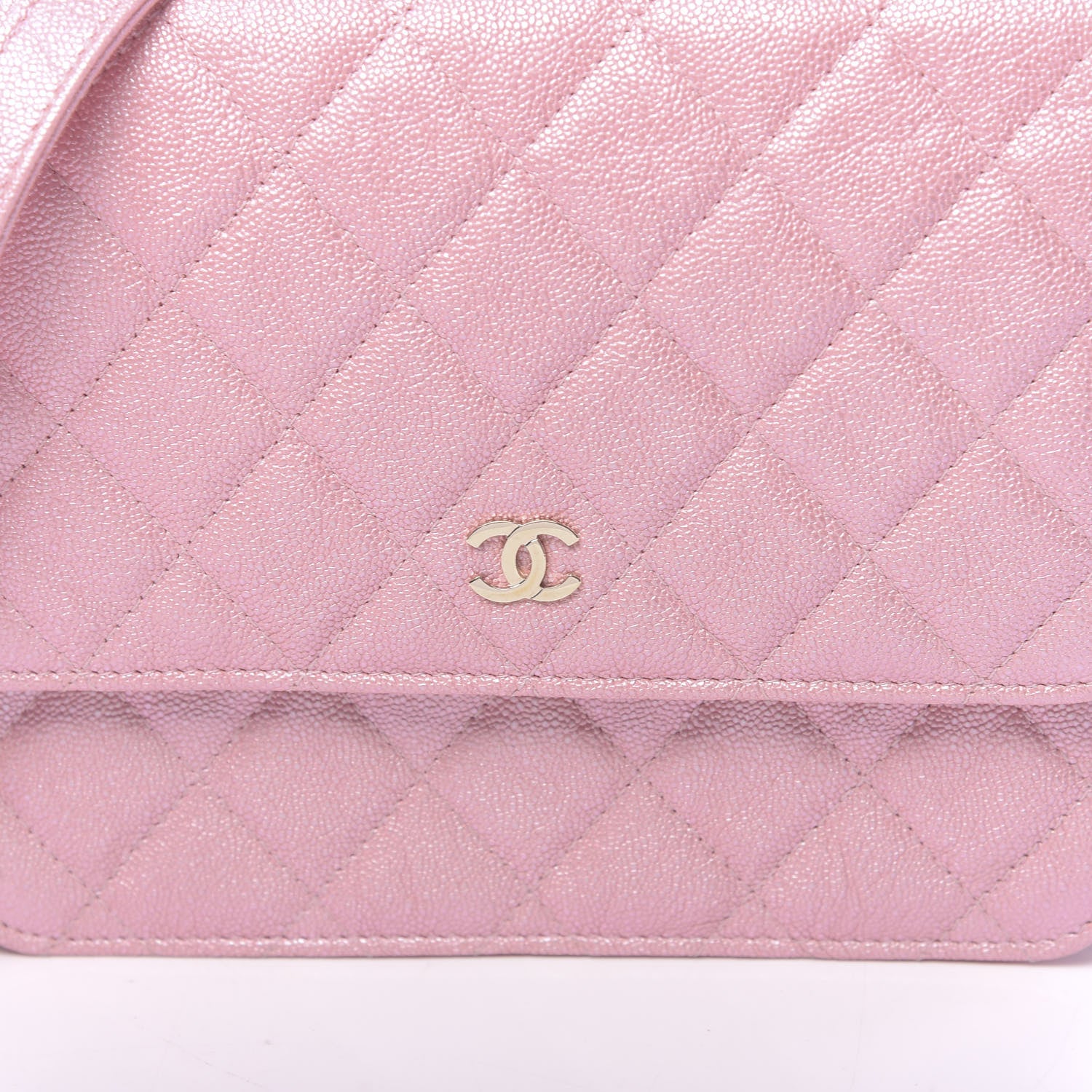 Chanel Iridescent Caviar Quilted Square Wallet On Chain WOC Rose Pink 11 of 12