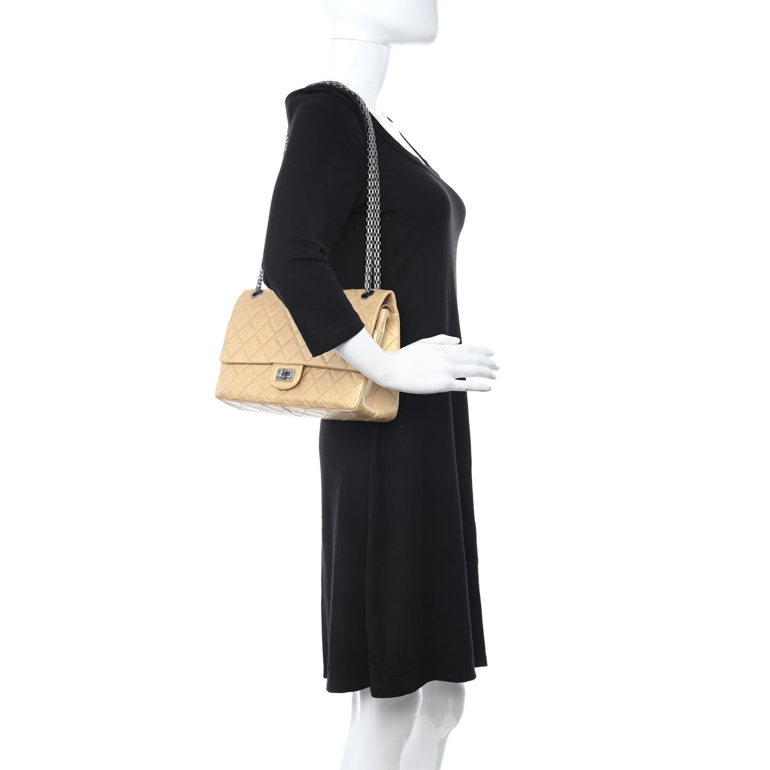 Chanel Metallic Aged Calfskin Quilted 2.55 Reissue 226 Flap Gold 2 of 11