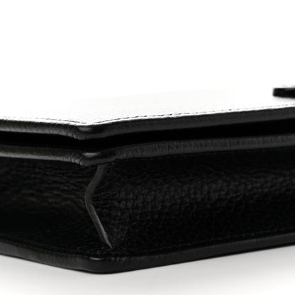 Gucci Dollar Calfskin Enamel Monochrome Mini GG Marmont Chain Wallet Black 9 of 11