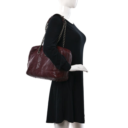 Chanel Aged Calfskin Quilted Large Secret Tag Bowling Bag Burgundy 2 of 12