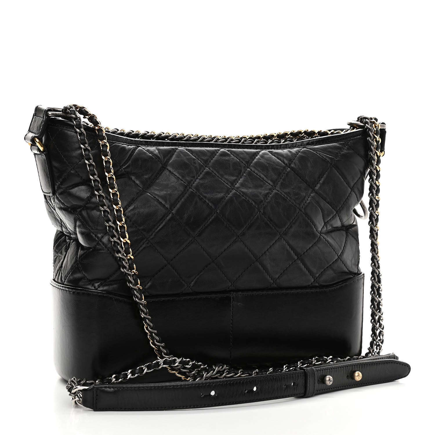 Chanel Aged Calfskin Quilted Medium Gabrielle Hobo Black 3 of 13