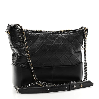 Chanel Aged Calfskin Quilted Medium Gabrielle Hobo Black 3 of 13