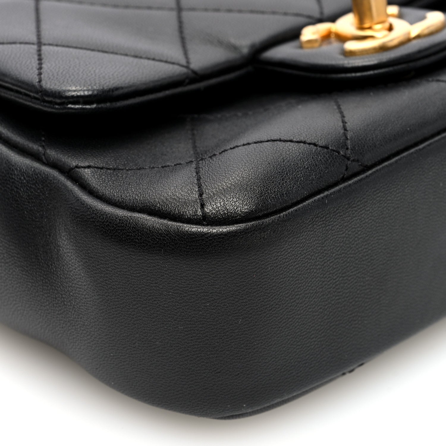 Chanel Lambskin Quilted Small Circular Handle Bag Black 9 of 10