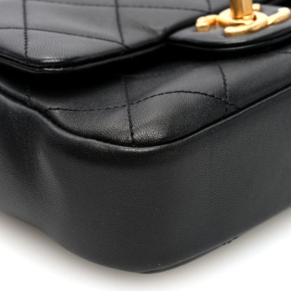 Chanel Lambskin Quilted Small Circular Handle Bag Black 9 of 10