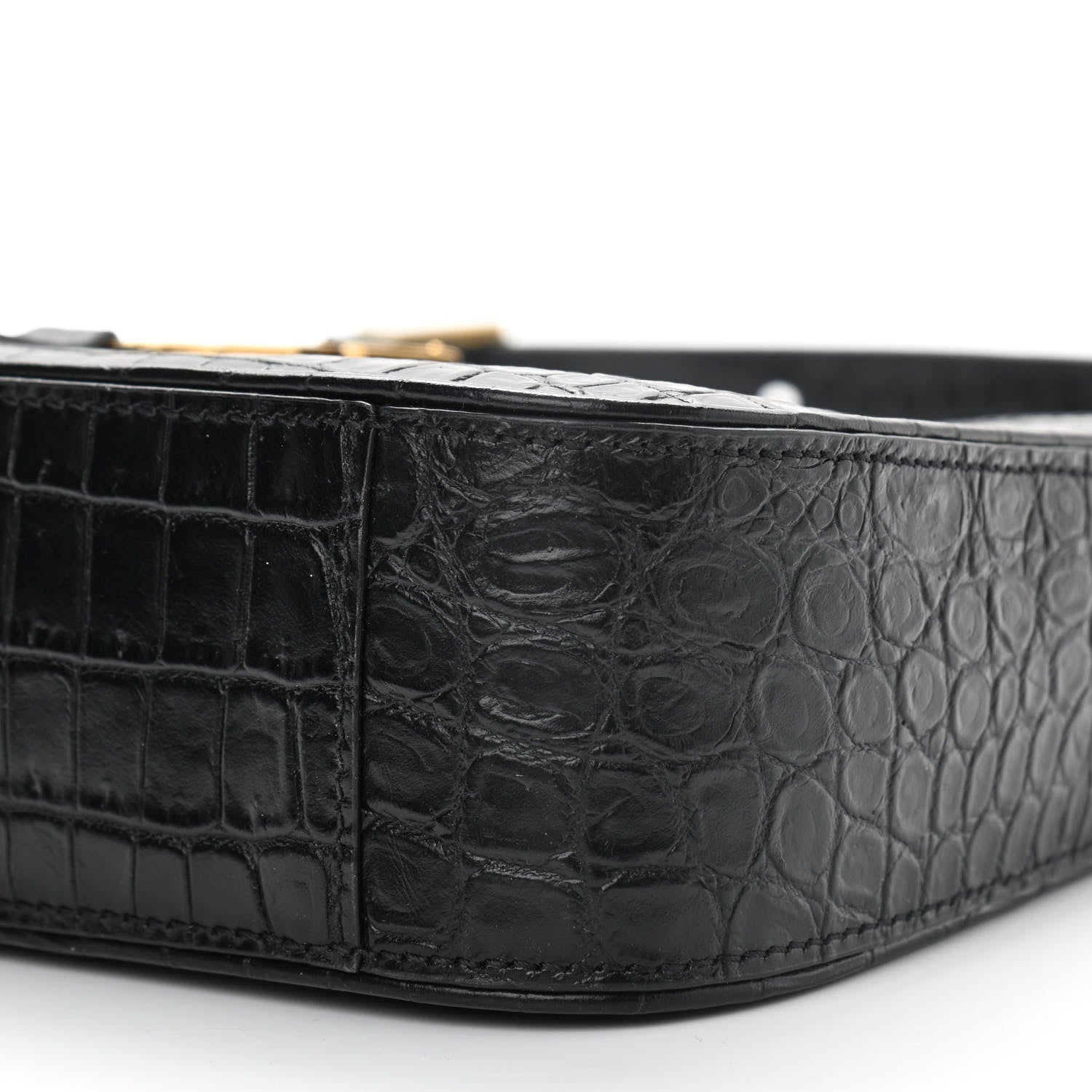 Saint Laurent Calfskin Crocodile Embossed Le 5 A 7 Hobo Black 11 of 11