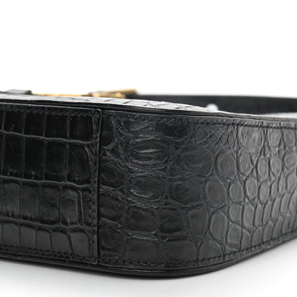 Saint Laurent Calfskin Crocodile Embossed Le 5 A 7 Hobo Black 11 of 11