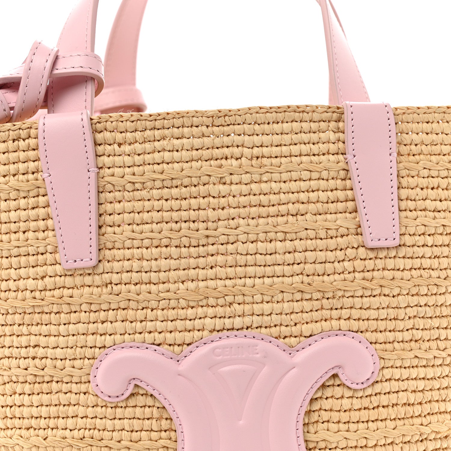 Celine Raffia Calfskin Triomphe Teen Panier Pink 8 of 13