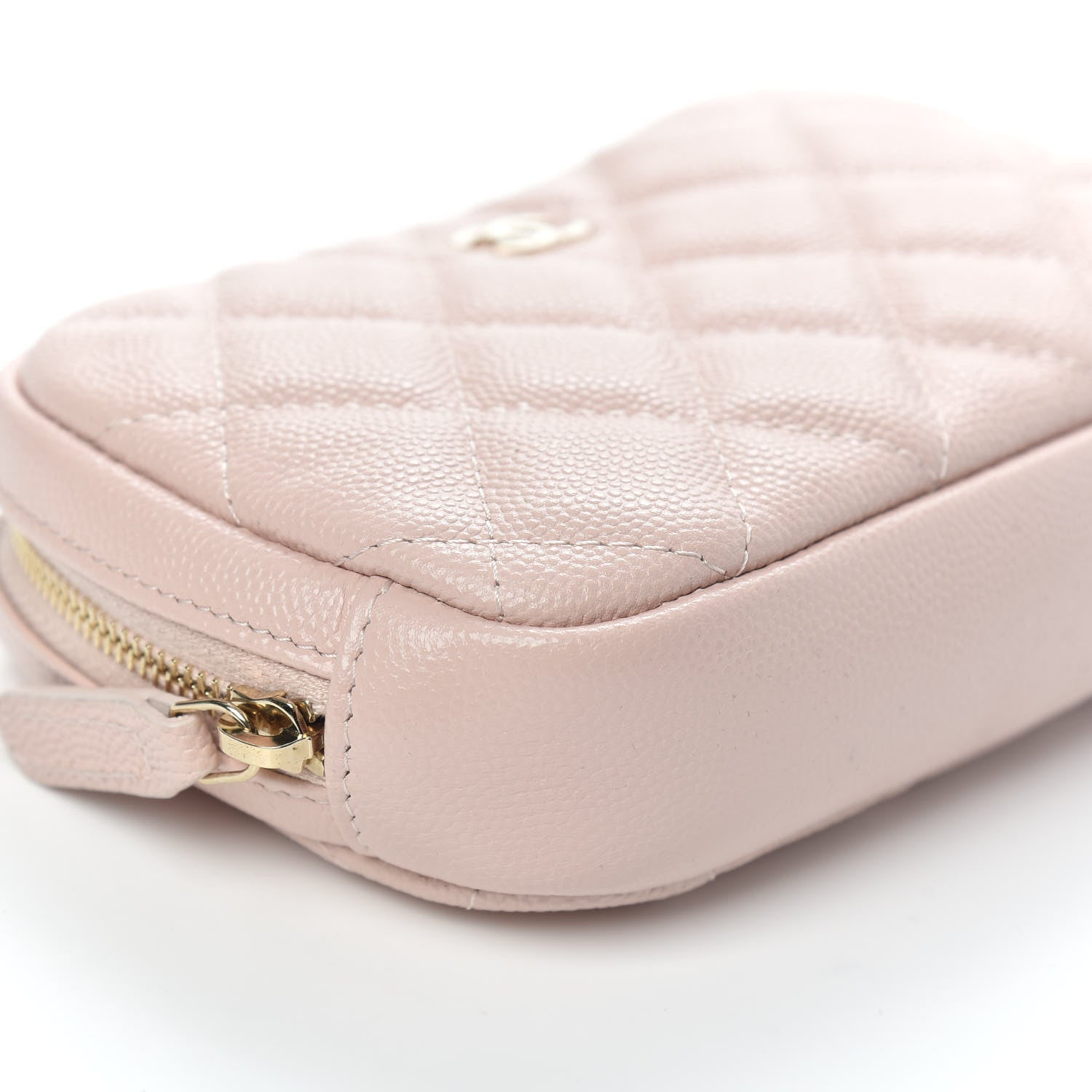 Chanel Caviar Quilted Small Curvy Pouch Cosmetic Case Light Pink 8 of 10