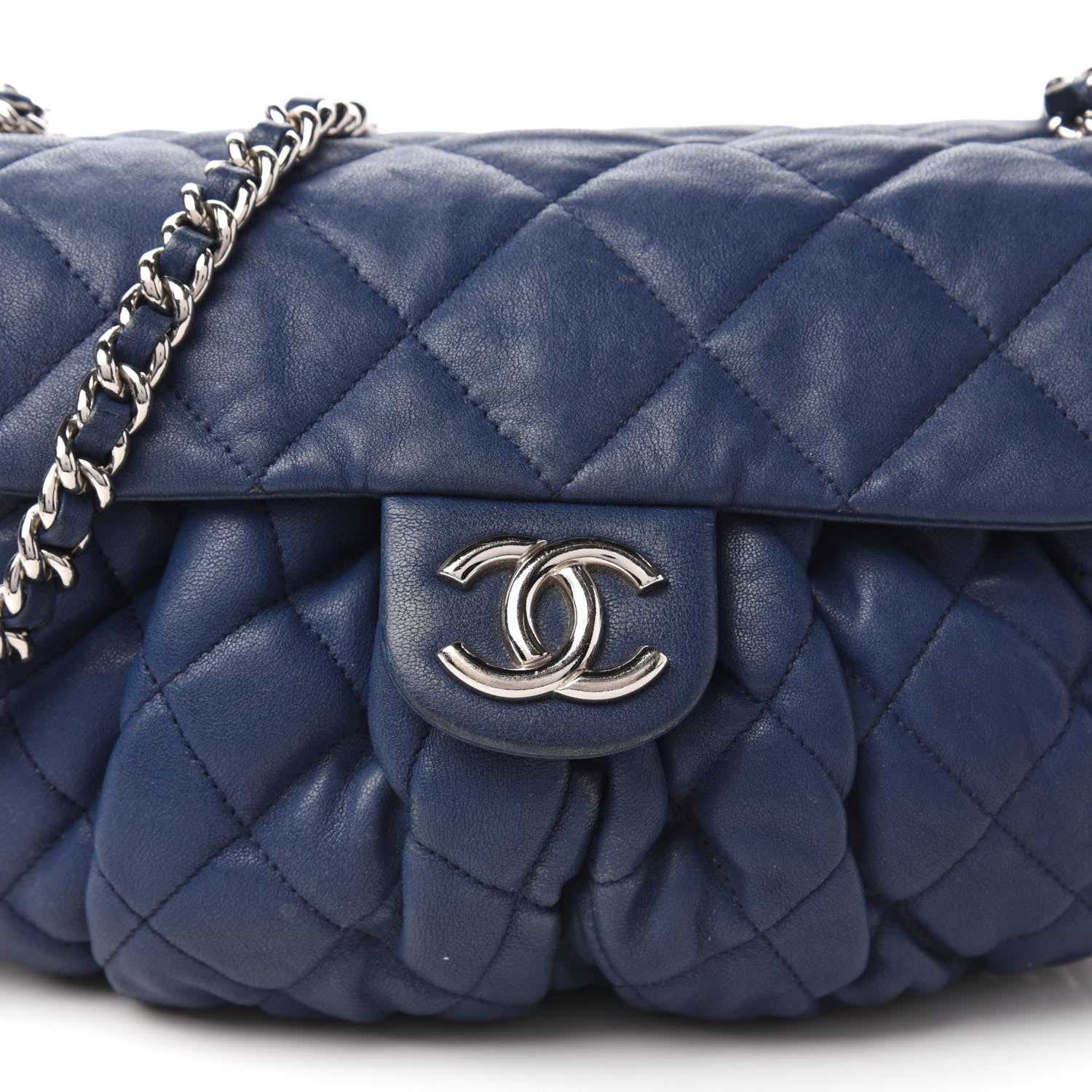 Chanel Washed Lambskin Quilted Medium Chain Around Messenger Blue 10 of 11