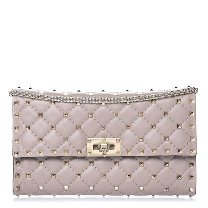 Valentino Garavani Lambskin Rockstud Spike Wallet on Chain Poudre 1 of 10