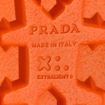 Prada EVA Rubber Triangle Logo Embossed Womens Lug Sole 20mm Slide Sandals 38 Papaya 7 of 8