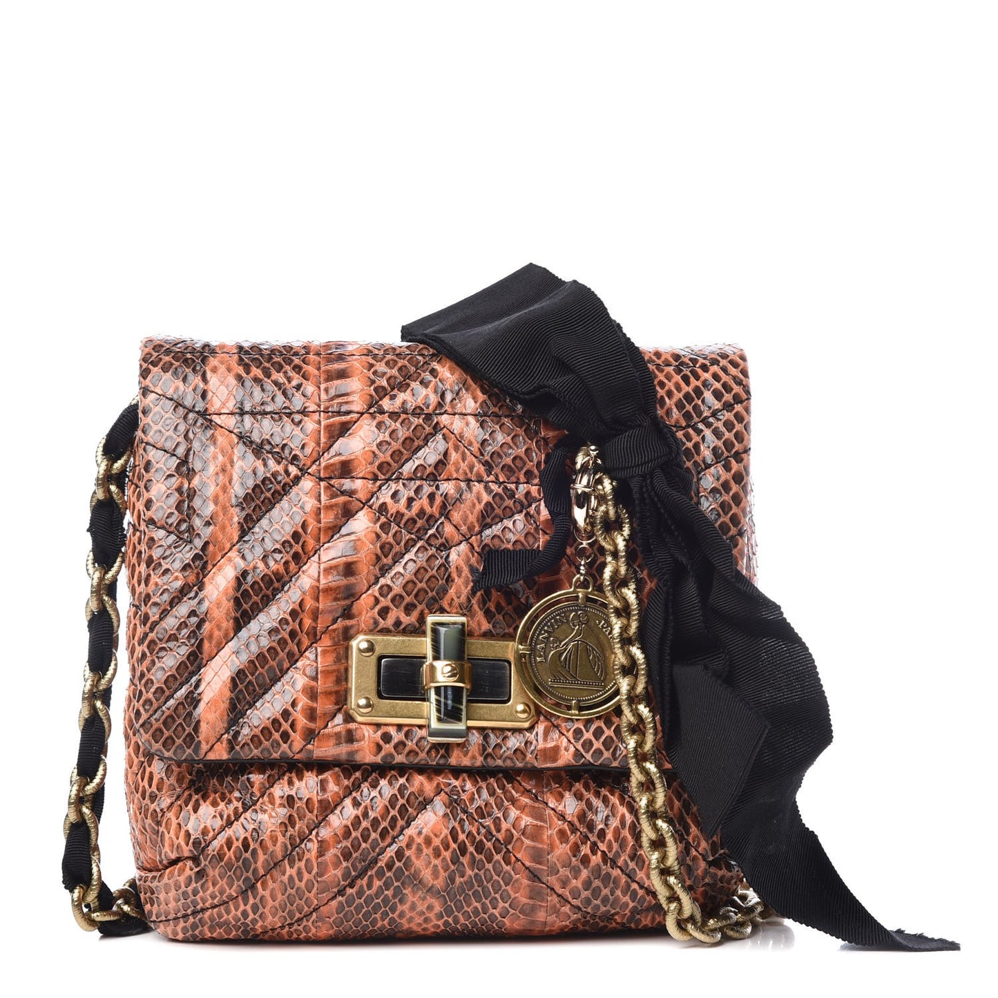 Snakeskin Quilted Mini Happy Pop Crossbody Orange