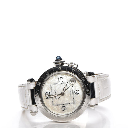 Cartier Stainless Steel Alligator Mother of Pearl 35mm Pasha C Automatic Watch 3 of 13