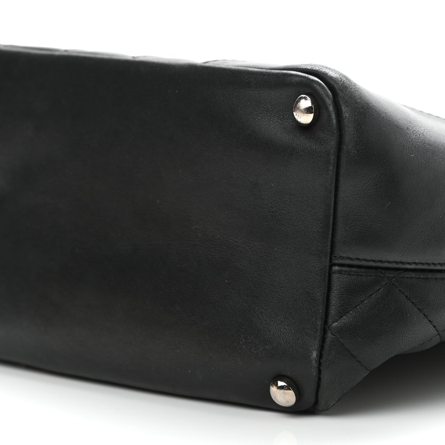 Calfskin Quilted Medium Cambon Tote Black White