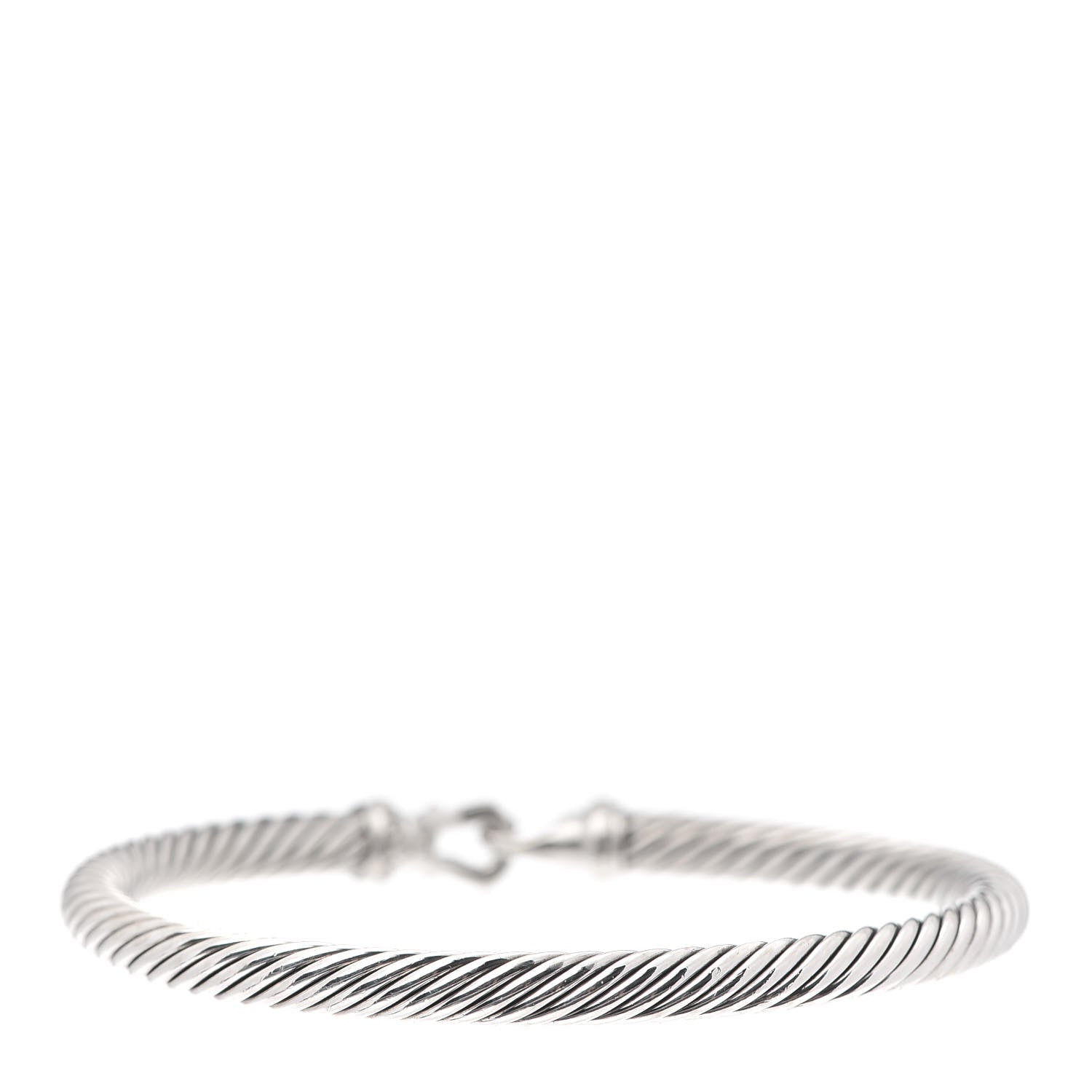 David Yurman Sterling Silver Diamond 5mm Cable Buckle Bracelet 3 of 4