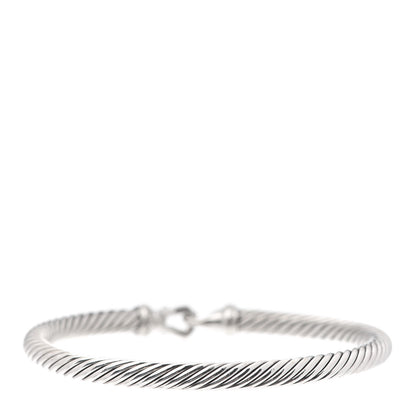 David Yurman Sterling Silver Diamond 5mm Cable Buckle Bracelet 3 of 4