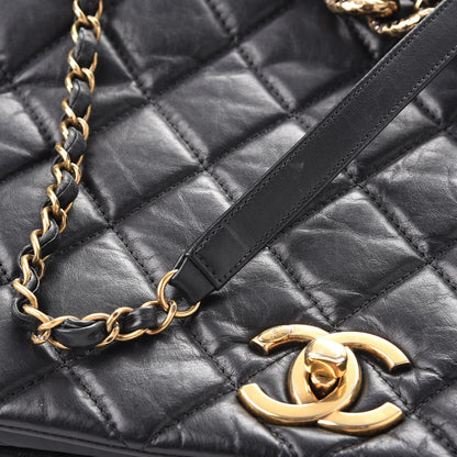 Chanel Aged Calfskin Quilted Large Pondichery Flap Black 9 of 11