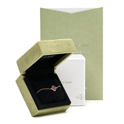 Van Cleef & Arpels 18K Rose Gold Carnelian Sweet Alhambra Bracelet 5 of 5