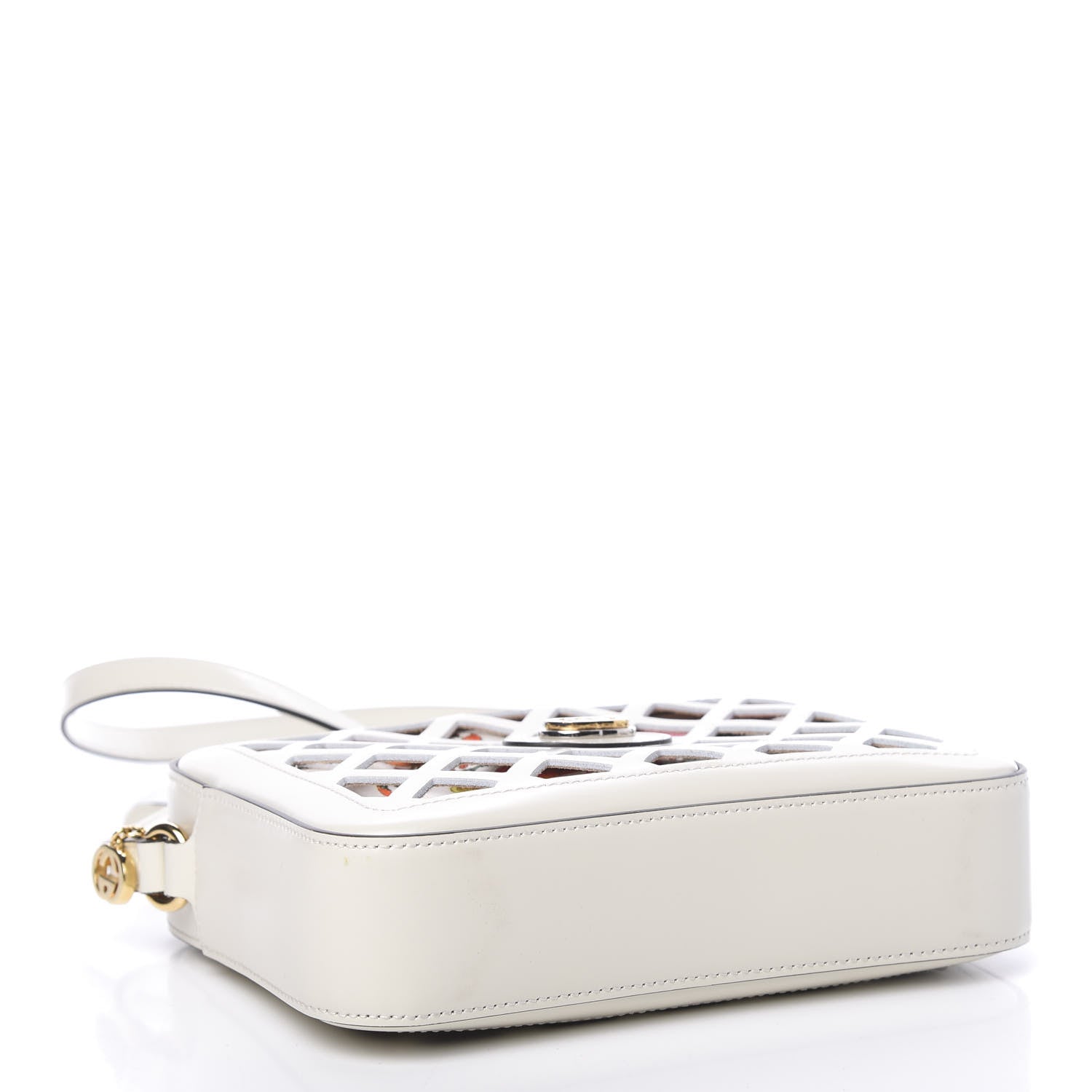 Gucci Canvas Calfskin Cutout Flora Floral Shoulder Bag White Multicolor 5 of 11