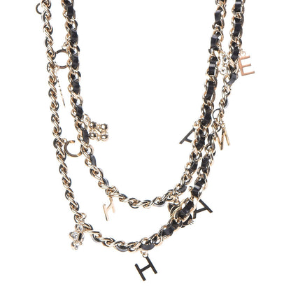 Chanel Lambskin CC Long Chain Necklace Black Gold 1 of 6
